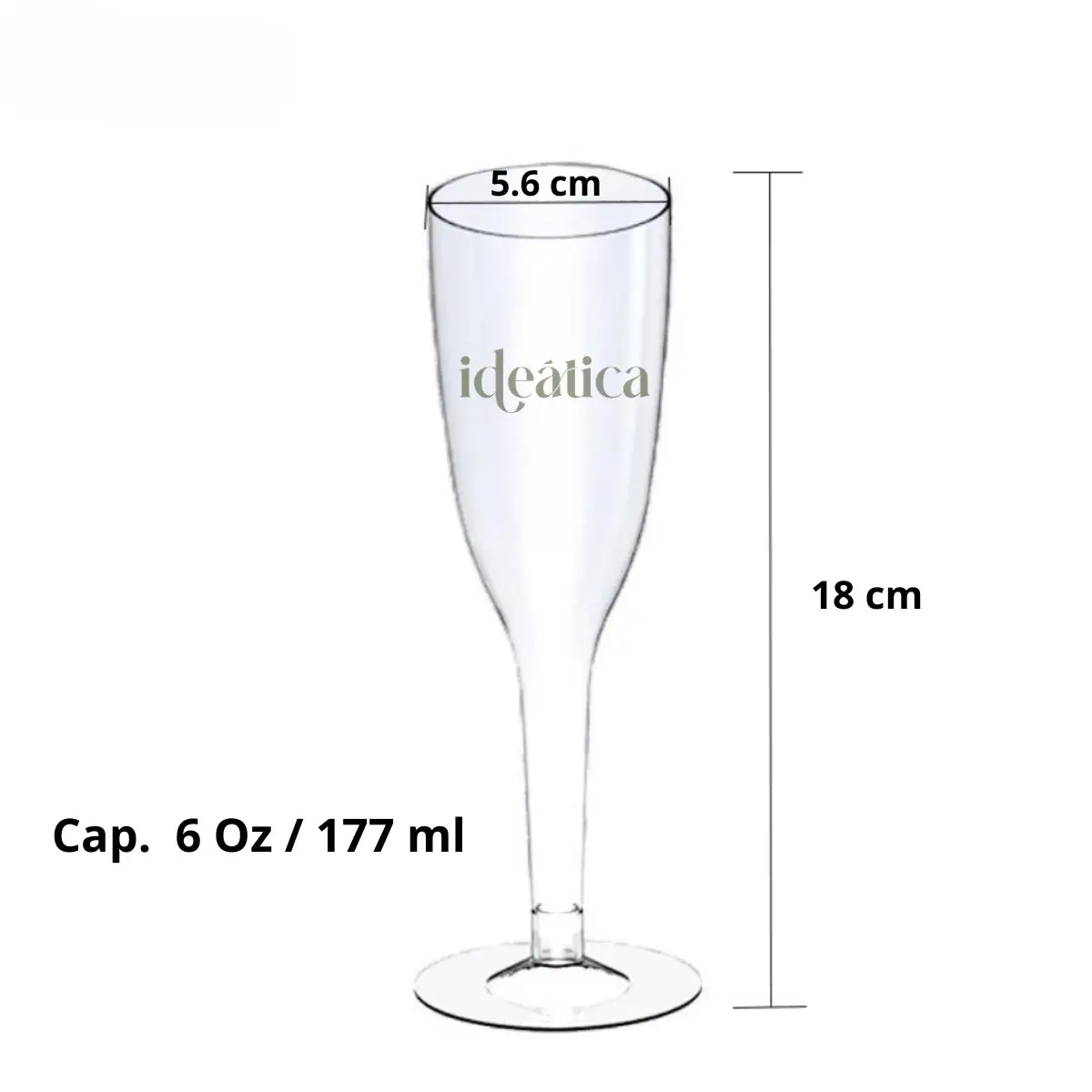 Copa Flauta Corta para Postres o Bebidas Flauta Re-utilizable Candy Bar Catering 6 Oz 60 pzas PLASTHO