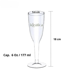 Copa Flauta Corta para Postres o Bebidas Flauta Re-utilizable Plastico Catering - 6 Oz / 177 ml  ( 10 Pzas / 60 Pzas ) PT