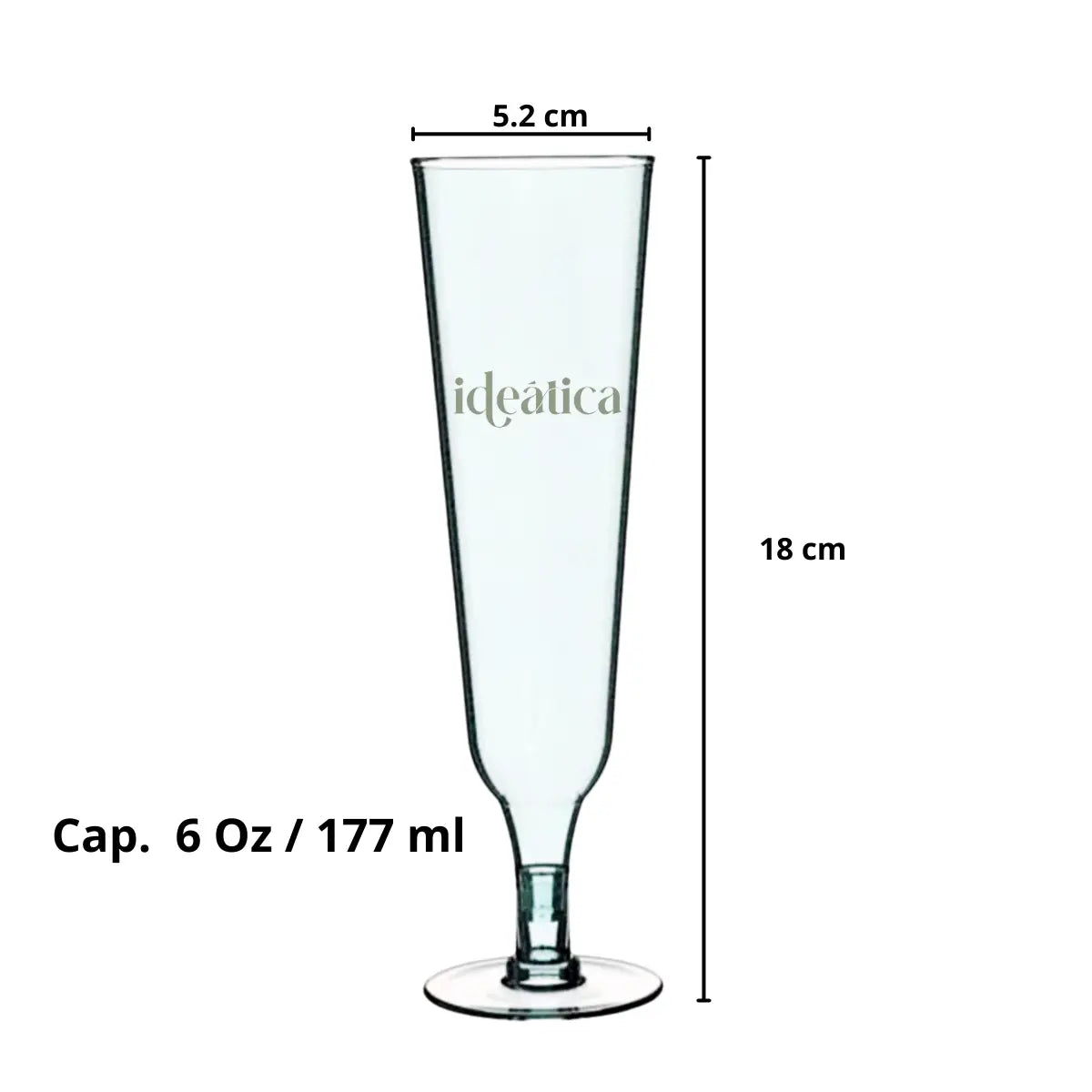 Copa Flauta Larga para Postres Re-utilizable Plastico Catering - 6 Oz / 177 ml  ( 10 Pzas / 60 Pzas ) IA