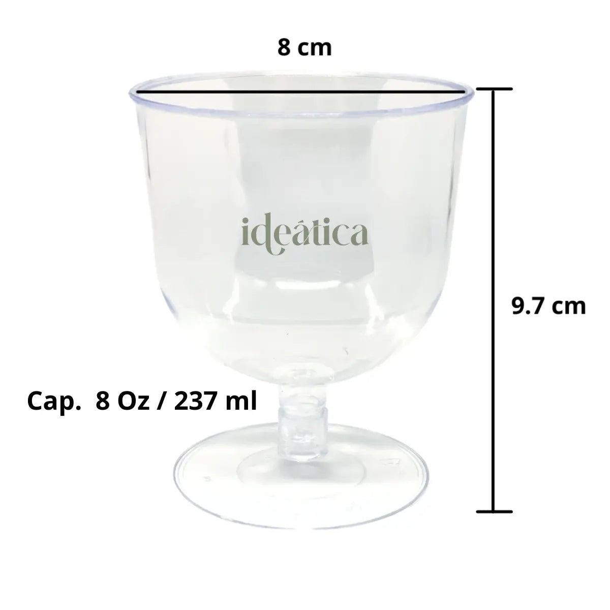 Copa Helado para Bebidas o Postres Re-utilizable Plastico Catering -  8 Oz / 237 ml  ( 20 Pzas / 60 Pzas ) PT