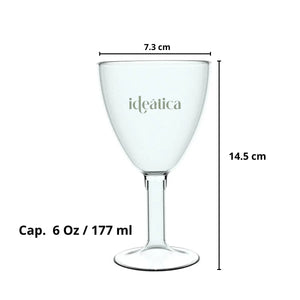 Copa Vino Catering Tallo Largo Re-utilizable Plastico Catering - 6 Oz / 177 ml ( 30 Pzas / 60 Pzas ) IA