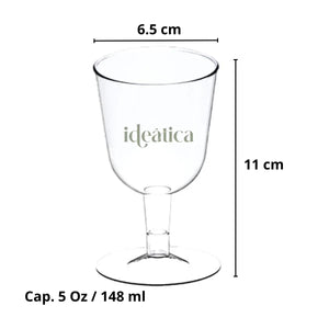 Copa Vino Corta para Postres y Bebidas Re-utilizable Plastico Catering - 5 Oz / 148 ml ( 20 Pzas / 60 Pzas ) PT