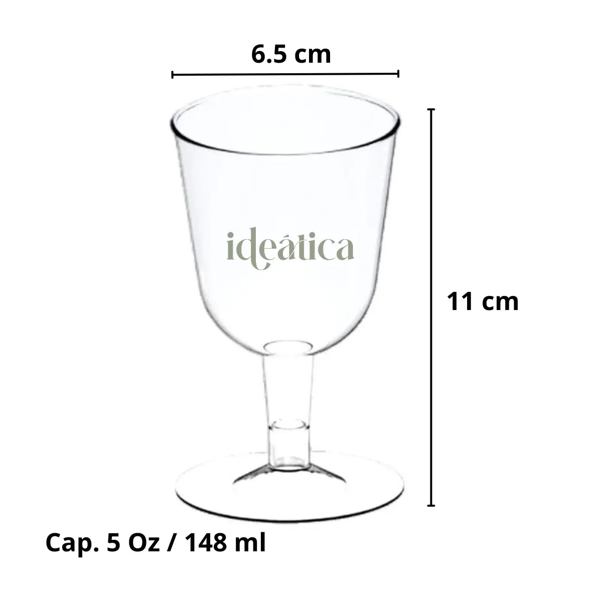 Copa Vino Corta para Postres y Bebidas Re-utilizable Plastico Catering - 5 Oz / 148 ml ( 20 Pzas / 60 Pzas ) PT