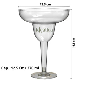 Copa para Bebidas o Postres Margarita Re-utilizable Plastico Catering -  12.5 Oz / 370 ml  ( 20 Pzas / 60 Pzas ) PT