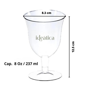 Copa para Bebidas o Postres Tulipan Re-utilizable Plastico Catering - 8 Oz / 237 ml  ( 20 Pzas / 60 Pzas ) PT