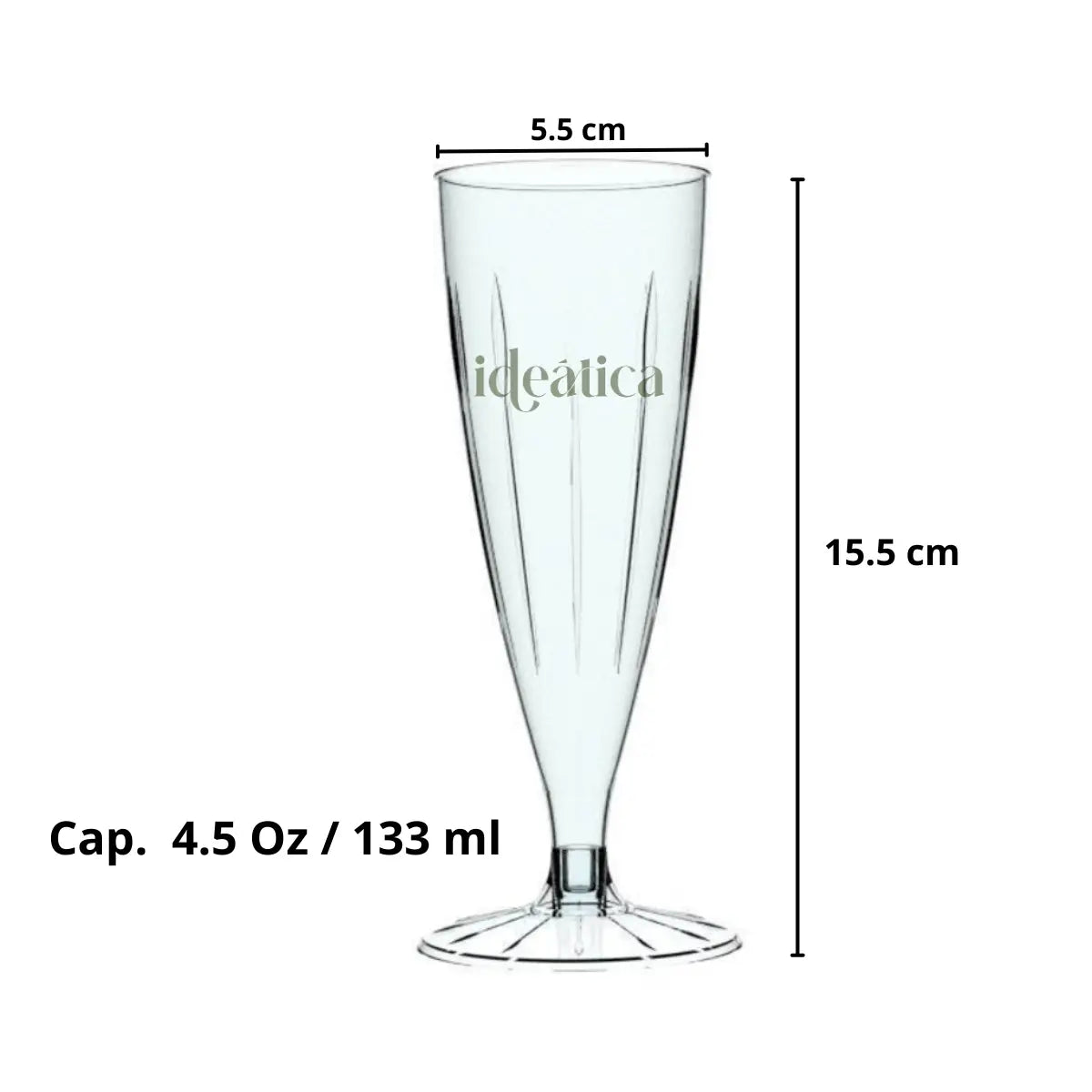 Copa para Postres Champagne Re-utilizable Plastico Catering - 4.5 Oz / 133 ml ( 6 Pzas / 60 Pzas ) IA