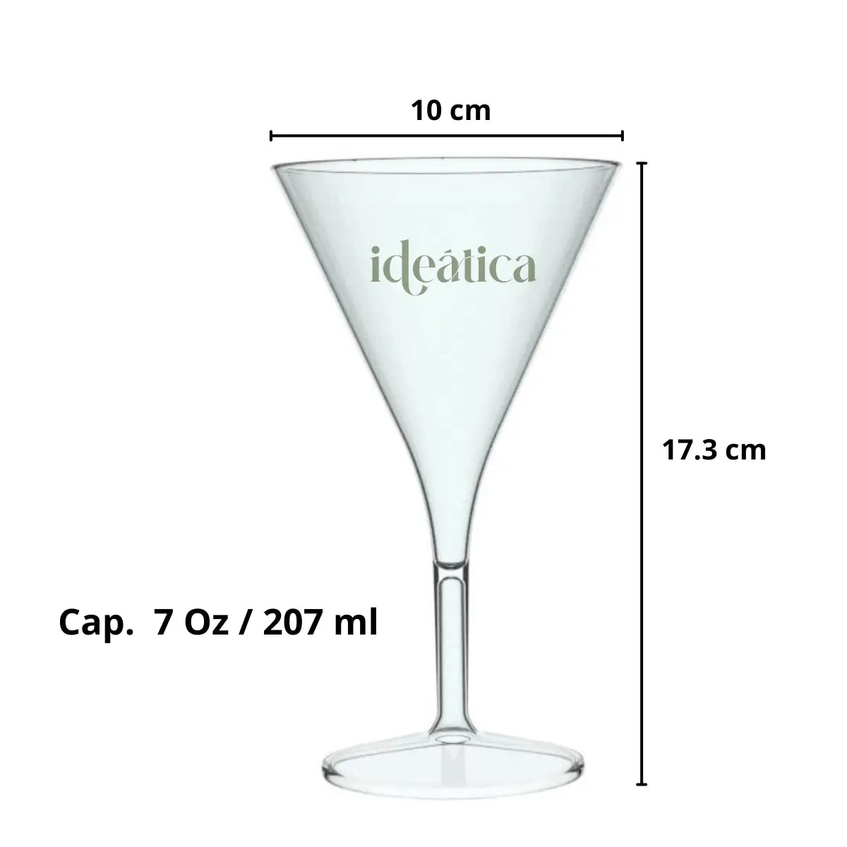 Copa para Postres o Bebidas Martini Frappe Re-utilizable Plastico Catering - 7 Oz / 207 ml ( 10 Pzas / 60 Pzas ) IA