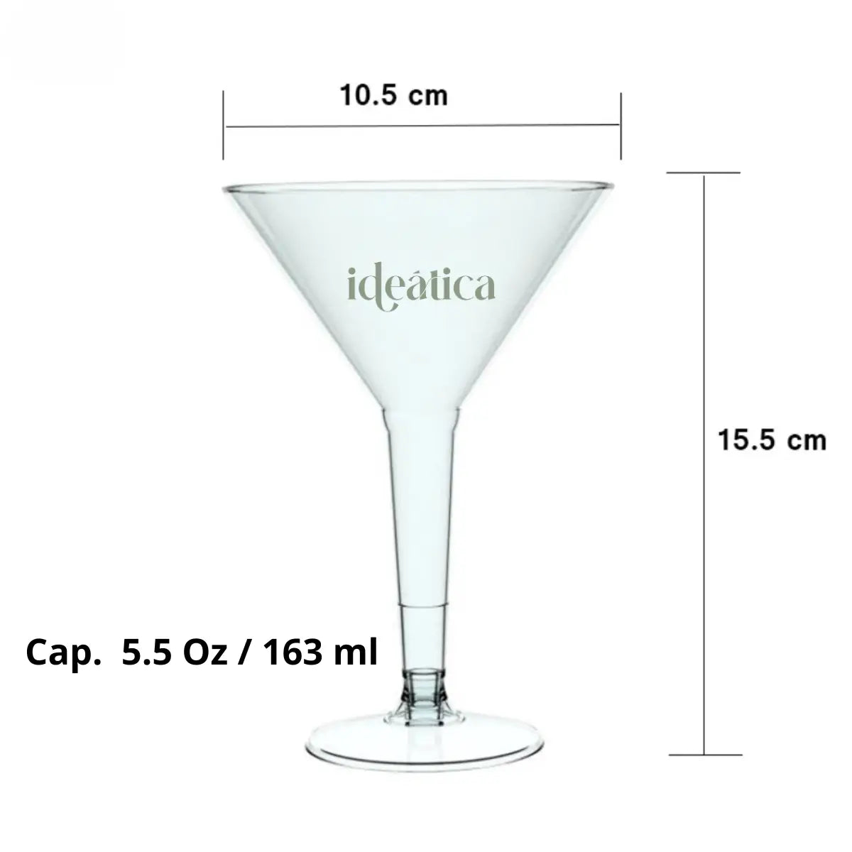 Copa para Postres o Bebidas Martini Re-utilizable Plastico Catering - 5.5 Oz / 163 ml ( 12 Pzas / 60 Pzas ) IA