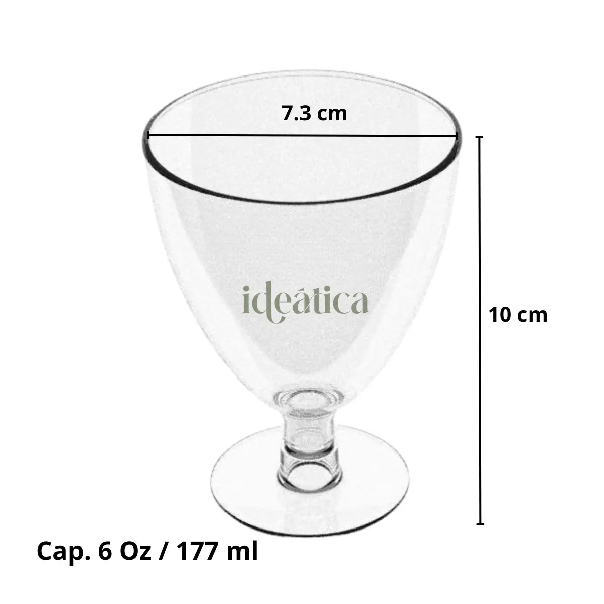 Mini Copa Postrera Tallo Corto Re-utilizable Plastico Catering - 6 Oz / 177 ml ( 30 Pzas / 60 Pzas ) IA