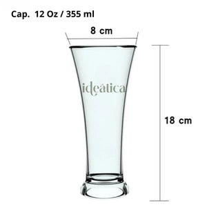 Vaso Cervecero para Postres Re-utilizable Plastico Catering - 12 Oz / 355 ml ( 10 Pzas / 48 Pzas ) IA