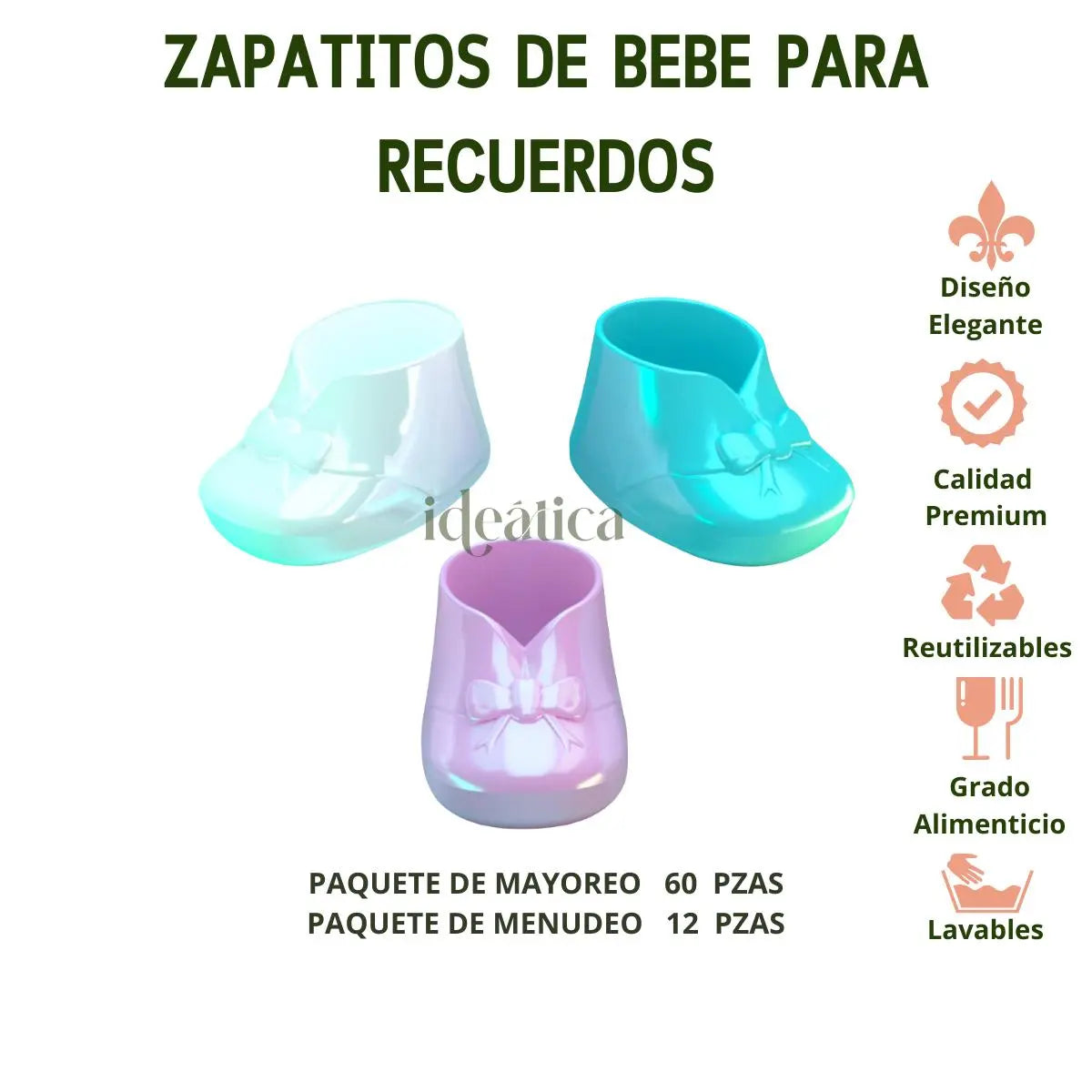 Zapatitos de Bebe para Recuerdos Regalo y Decoracion 60 y 12 pzas IA