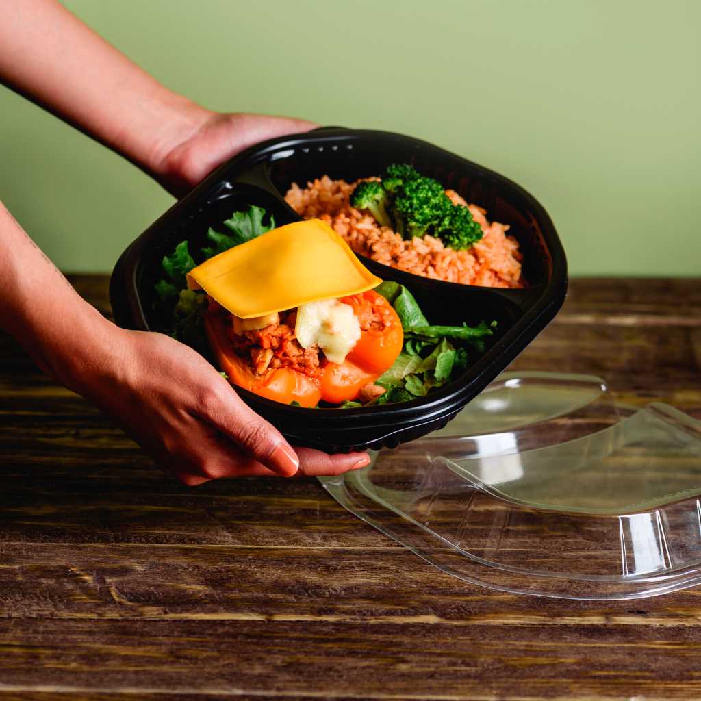 Contenedor con Tapa para Alimentos o Comida Plástico 2 Divisiones IN