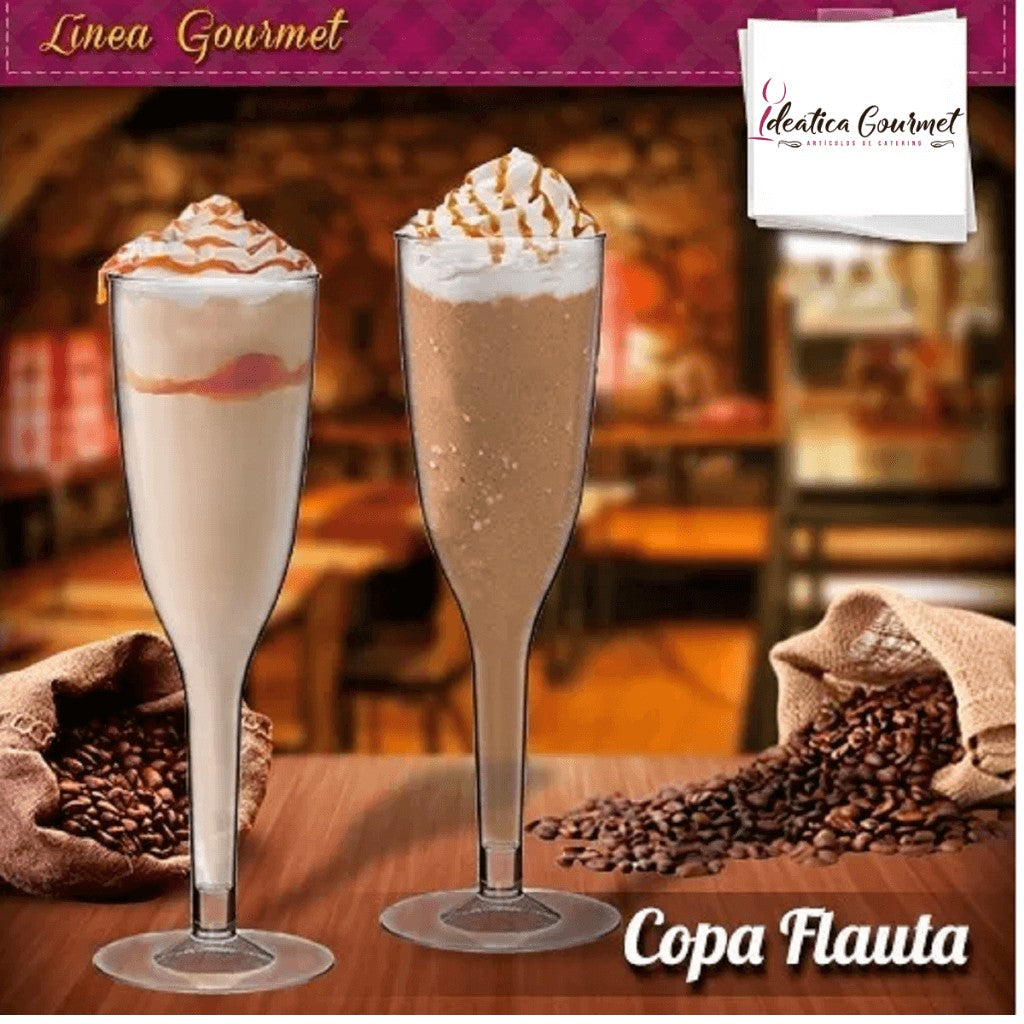 Copa Flauta Corta para Postres Flauta Re-utilizable Candy Bar Catering 6 Oz 60 pzas Ideática Gourmet