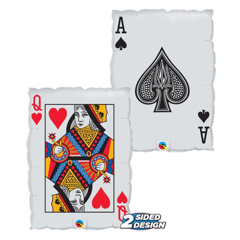 Globo Metálico Carta Naipe Casino Vegas Corazones Grande para Fiestas, Cumpleaños y San Valentin 30 / 76 cm 1 pza Ideática Gourmet