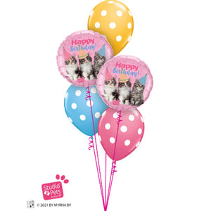 Globo Metálico Redondo de Gatitos para Fiestas y Cumpleaños 18 / 46 cm 1 pza Ideática Gourmet
