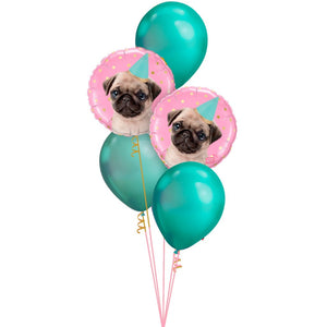 Globo Metálico Redondo de Perrito Pug para Fiestas y Cumpleaños 18 / 46 cm 1 pza Ideática Gourmet