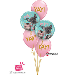 Globo Metálico Redondo de Perrito y Gatito para Fiestas y Cumpleaños 18 / 46 cm 1 pza Ideática Gourmet