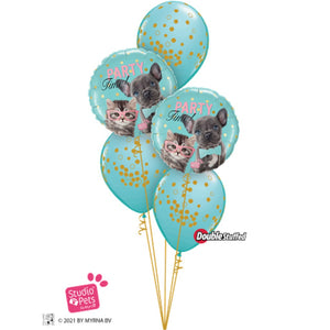 Globo Metálico Redondo de Perrito y Gatito para Fiestas y Cumpleaños 18 / 46 cm 1 pza Ideática Gourmet