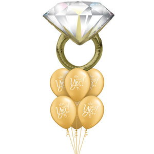 Globo Metálico de Anillo de Bodas Diamante Grande para Fiestas y Cumpleaños 37 / 94 cm 1 pza Ideática Gourmet