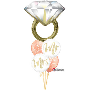 Globo Metálico de Anillo de Bodas Diamante Grande para Fiestas y Cumpleaños 37 / 94 cm 1 pza Ideática Gourmet