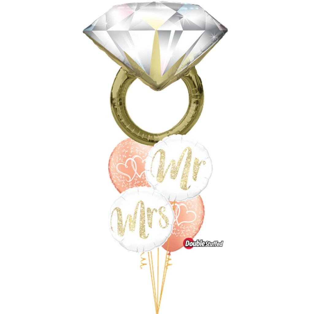 Globo Metálico de Anillo de Bodas Diamante Grande para Fiestas y Cumpleaños 37 / 94 cm 1 pza Ideática Gourmet