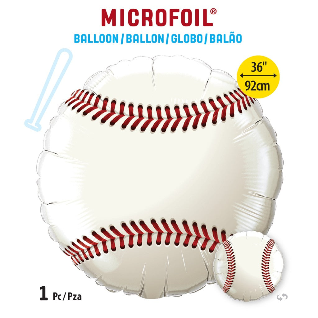 Globo Metalico de Balón de Baseball Grande para Fiestas y Cumpleaños 36 / 92 cm 1 pza QUALATEX