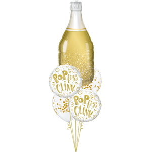 Globo Metálico de Botella Dorada Brillante Grande para Fiestas, Cumpleaños y Navidad  39 / 99 cm 1 pza Ideática Gourmet