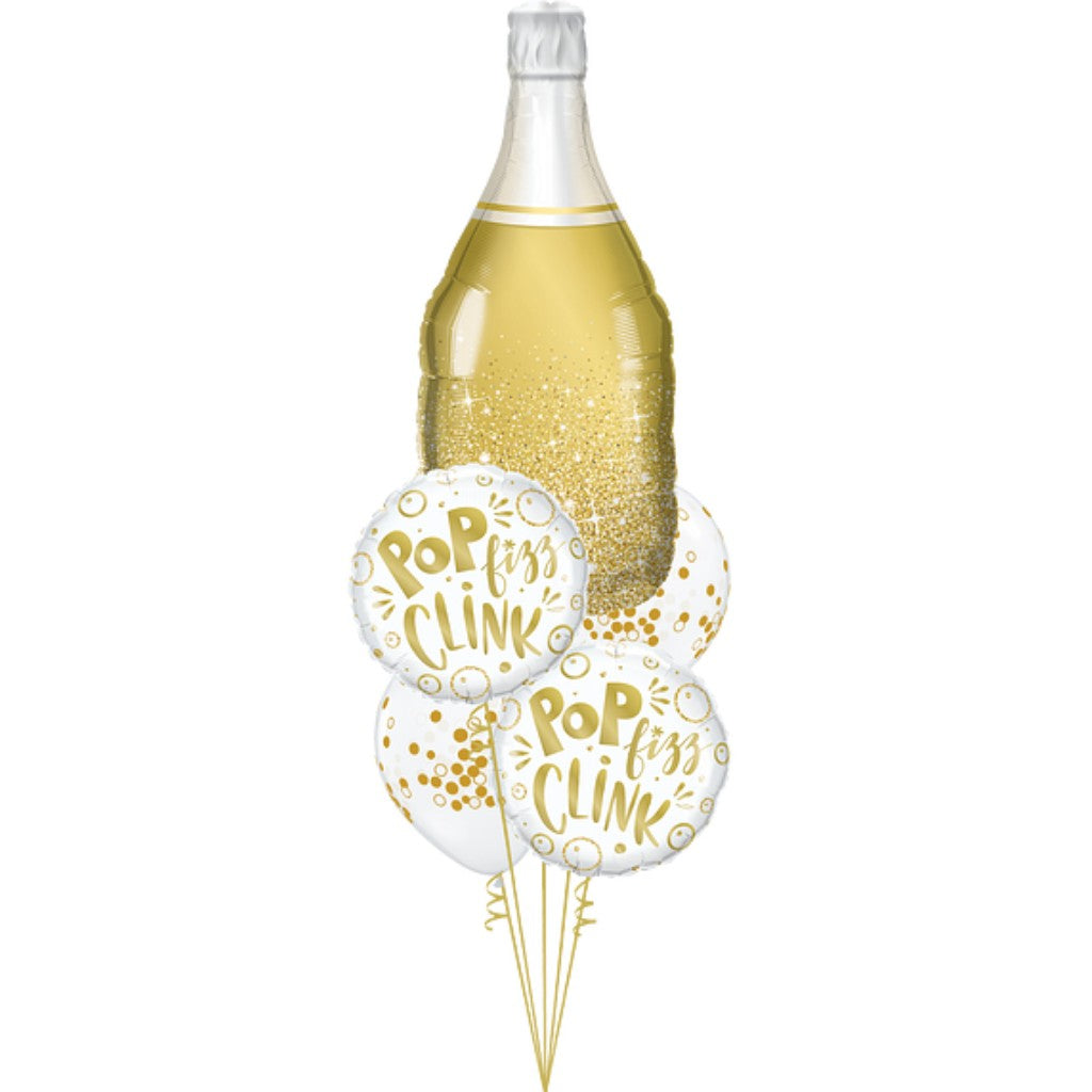 Globo Metálico de Botella Dorada Brillante Grande para Fiestas, Cumpleaños y Navidad  39 / 99 cm 1 pza Ideática Gourmet