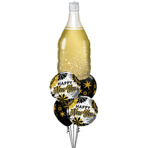 Globo Metálico de Botella Dorada Brillante Grande para Fiestas, Cumpleaños y Navidad  39 / 99 cm 1 pza Ideática Gourmet