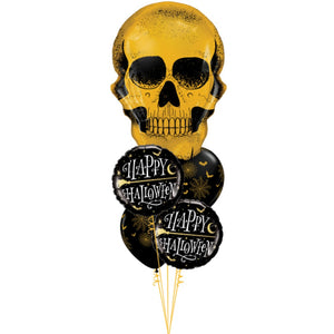 Globo Metálico de Calavera Dorada Pirata Grande para Fiestas, Cumpleaños y Halloween 36 / 91 cm 1 pza Ideática Gourmet