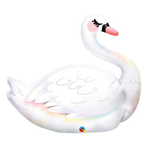 Globo Metálico de Cisne Blanco Grande para Fiestas y Cumpleaños 35 / 89 cm 1 pza Ideática Gourmet