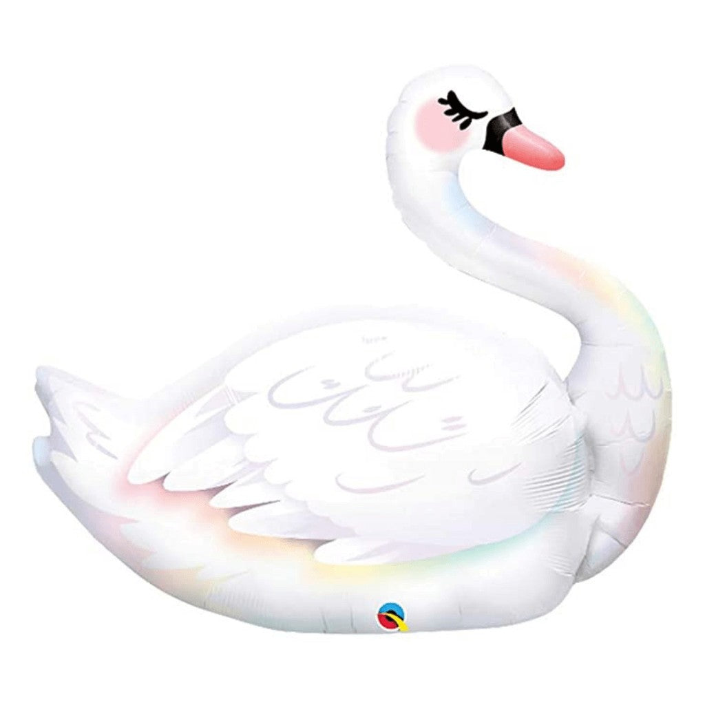 Globo Metálico de Cisne Blanco Grande para Fiestas y Cumpleaños 35 / 89 cm 1 pza Ideática Gourmet