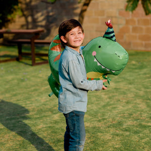 Globo Metalico de Dinosaurio T-Rex Amistoso para Fiestas y Cumpleaños 34/ 87 cm 1 pza QUALATEX