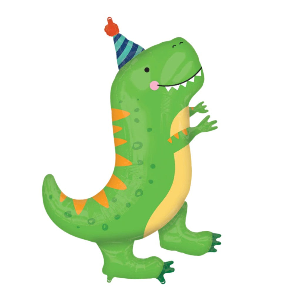 Globo Metalico de Dinosaurio T-Rex para Fiestas y Cumpleaños 34/ 87 cm 1 pza QUALATEX