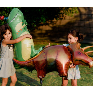 Globo Metalico de Dinosaurio Triceratops para Fiestas y Cumpleaños 42/ 107 cm 1 pza QUALATEX