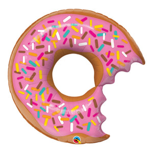 Globo Metálico de Dona Rosquilla Mordida Grande para Fiestas y Cumpleaños 36 / 91 cm 1 pza Ideática Gourmet