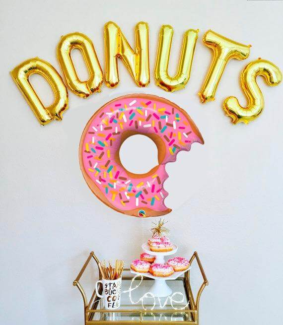 Globo Metálico de Dona Rosquilla Mordida Grande para Fiestas y Cumpleaños 36 / 91 cm 1 pza Ideática Gourmet