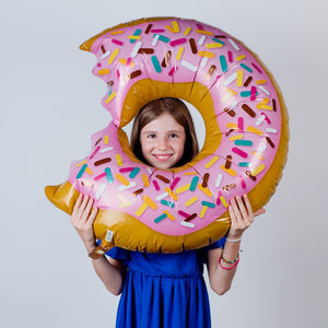 Globo Metalico de Dona Rosquilla Mordida Grande para Fiestas y Cumpleaños 36 / 91 cm 1 pza QUALATEX