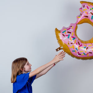 Globo Metalico de Dona Rosquilla Mordida Grande para Fiestas y Cumpleaños 36 / 91 cm 1 pza QUALATEX