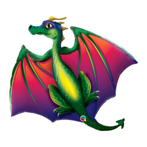 Globo Metalico de Dragon Mitico Grande para Fiestas y Cumpleaños 45/ 114 cm 1 pza QUALATEX