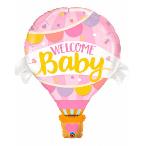 Globo Metálico de Globo Aerostático Rosa Bebe Niña Grande para Fiestas y Baby Showers 42/ 107 cm 1 pza Ideática Gourmet