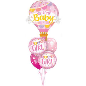 Globo Metálico de Globo Aerostático Rosa Bebe Niña Grande para Fiestas y Baby Showers 42/ 107 cm 1 pza Ideática Gourmet
