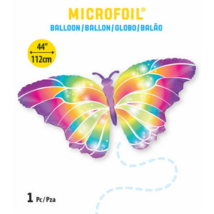 Globo Metálico de Mariposa Arcoiris Grande para Fiestas y Cumpleaños 44 / 112 cm 1 pza Ideática Gourmet