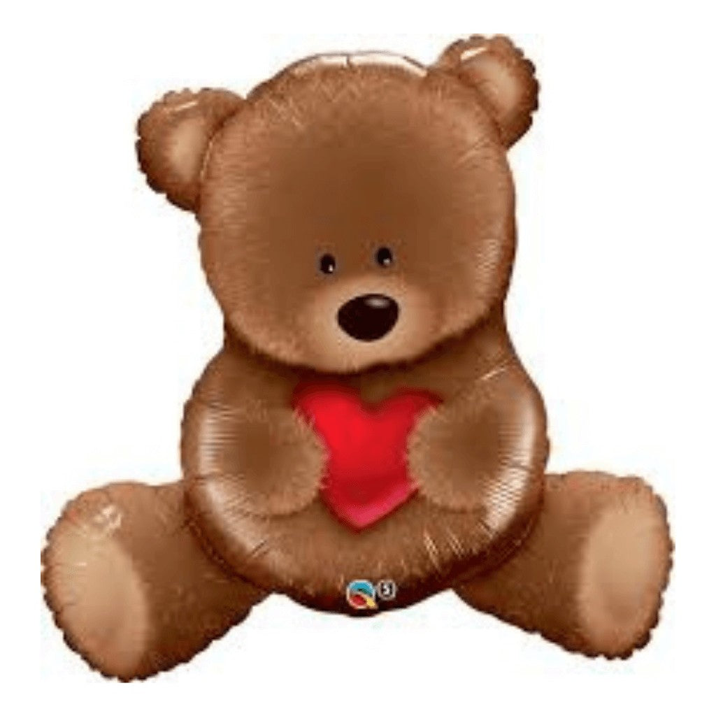 Globo Metálico de Oso de Peluche Corazón Grande para Fiestas, Cumpleaños y San Valentin 35 / 89 cm 1 pza Ideática Gourmet