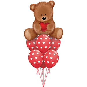 Globo Metálico de Oso de Peluche Corazón Grande para Fiestas, Cumpleaños y San Valentin 35 / 89 cm 1 pza Ideática Gourmet