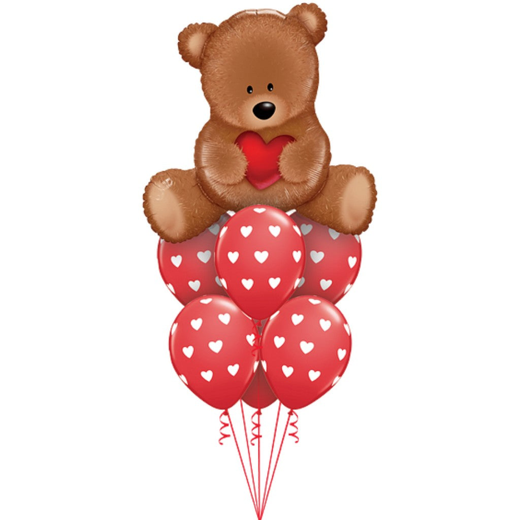 Globo Metálico de Oso de Peluche Corazón Grande para Fiestas, Cumpleaños y San Valentin 35 / 89 cm 1 pza Ideática Gourmet