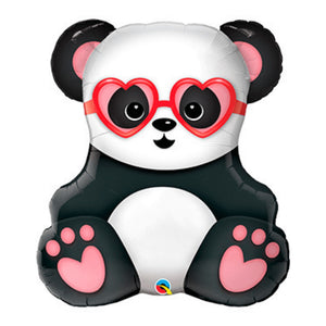 Globo Metálico de Panda Corazón Grande para Fiestas, Cumpleaños y San Valentin 32 / 81 cm 1 pza Ideática Gourmet