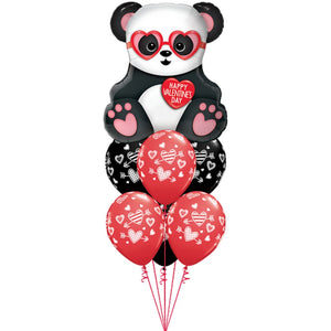 Globo Metálico de Panda Corazón Grande para Fiestas, Cumpleaños y San Valentin 32 / 81 cm 1 pza Ideática Gourmet