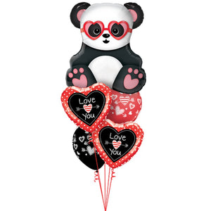Globo Metálico de Panda Corazón Grande para Fiestas, Cumpleaños y San Valentin 32 / 81 cm 1 pza Ideática Gourmet