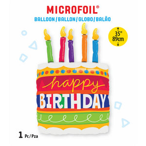 Globo Metálico de Pastel Happy Birthday Grande para Fiestas y Cumpleaños 35 / 89 cm 1 pza Ideática Gourmet